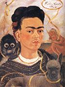 Frida Kahlo Self-Portrait with Small Monkey oil on canvas